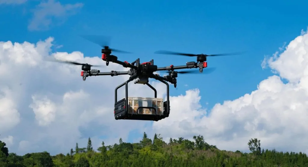XAG P150 agricultural drone flying over crops